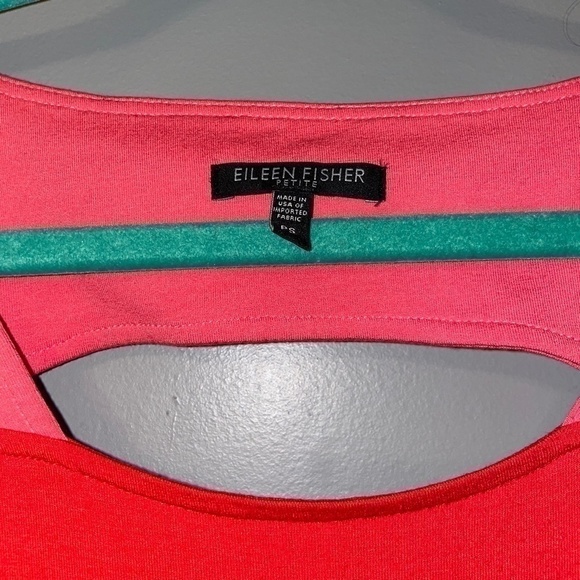 EUC Eileen Fisher Colorblock Cutout Dress Coral Orange & Pink Size Petite Small - Picture 3 of 7